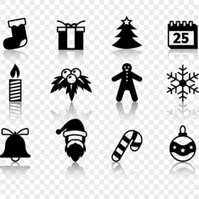 FREE Christmas Black Items Icons PNG