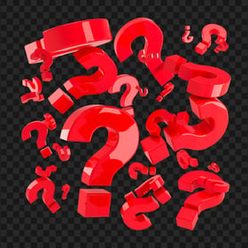 3D Red Question Marks Icons Pattern PNG