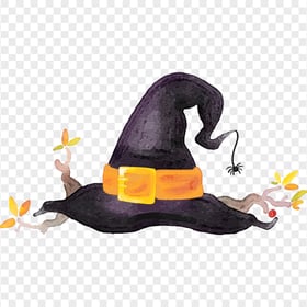 HD Black & Yellow Watercolor Witch Hat Clipart Halloween PNG