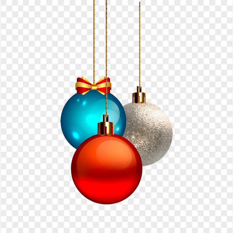 Vector Illustration Three Hanging Christmas Balls PNG