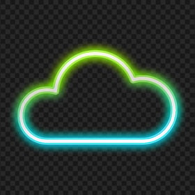 Blue & Green Neon Cloud Icon HD PNG