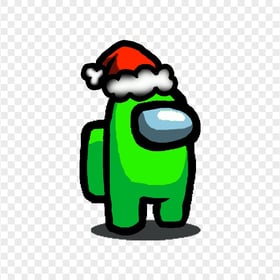 HD Green Lime Among Us Character With Santa Hat PNG