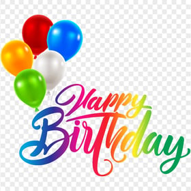 HD Colorful Happy Birthday Text With Balloons PNG