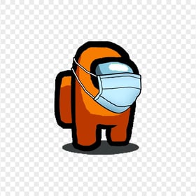 HD Orange Among Us Character With Surgical Mask PNG