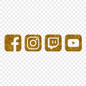 HD Golden Glitter Facebook Instagram Twitch Youtube Icons PNG