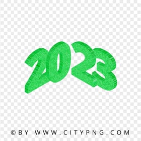Green 2023 Glitter 3D Text PNG Image