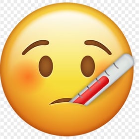 Yellow Emoticon Has Fever With Thermometer Mouth