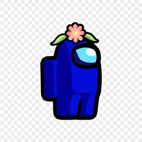 HD Blue Among Us Character Flower Hat PNG