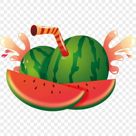 HD Juice Splash Of Watermelon Fruit And Wedge PNG