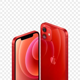 HD Apple Red iPhone 12 Front & Back Views PNG