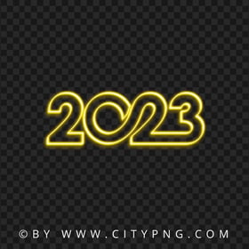 Glowing Neon Yellow 2023 Text Logo Numbers PNG