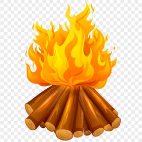 HD Cartoon Illustration Bonfire Campfire Firewood PNG