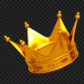 Gold King 3D Crown PNG Image