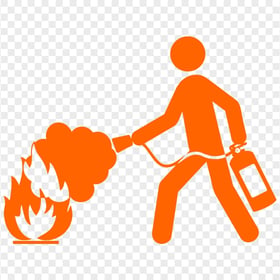 Orange Firefighting Fireman Extinguisher Icon PNG
