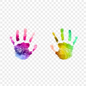 HD Colorful Two Handprint PNG