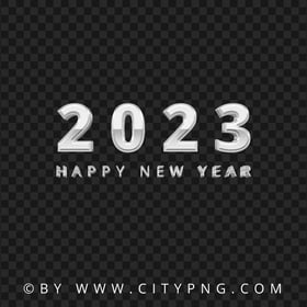 2023 Happy New Year Silver Text Typography FREE PNG