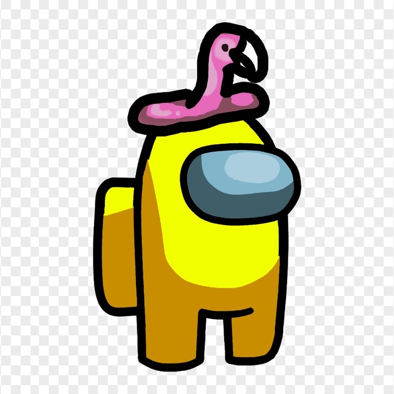 HD Among Us Crewmate Yellow Character With Flamingo Hat PNG