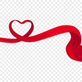HD Red Heart Silk Ribbon PNG