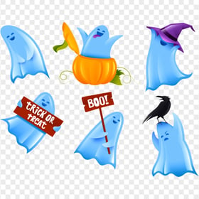 Halloween Blue Ghosts Characters HD PNG