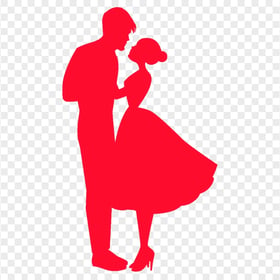 HD Standing Up Couple Red Silhouette PNG