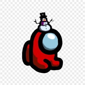 HD Red Among Us Mini Crewmate Baby With Snowman Hat PNG