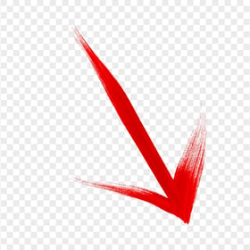 Arrow Brush Stroke Down Right Red Color PNG