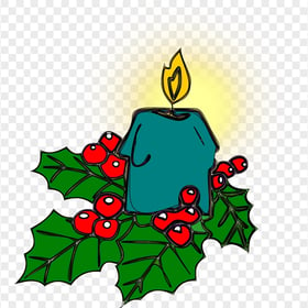 Clipart Christmas Candle With Pine Leaves