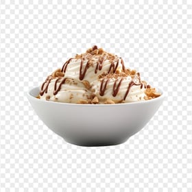 Vanilla Sundae Dessert Bowl Chocolate Syrup HD PNG
