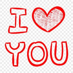 I Heart You Red Handwriting HD PNG