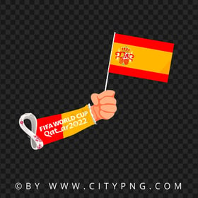 Spain World Cup 2022 Hand Holding Flag Pole PNG IMG