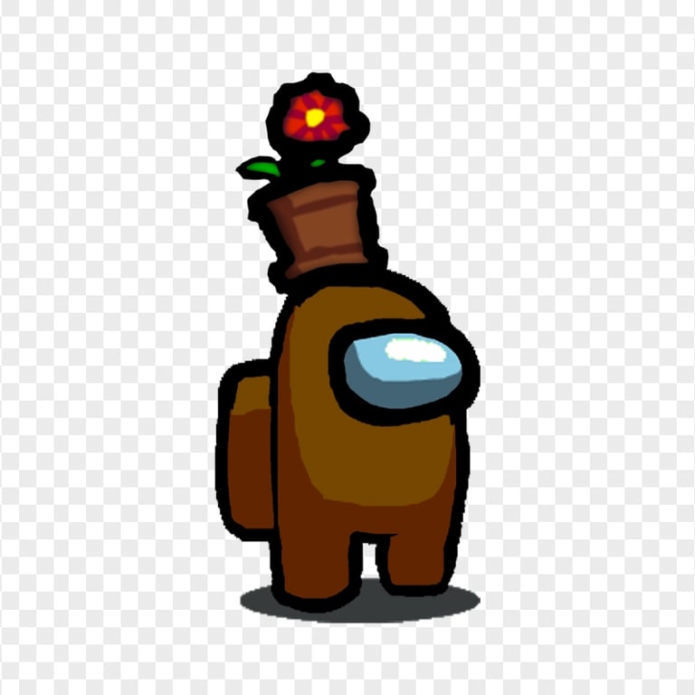 HD Brown Among Us Crewmate Character With Flower Pot Hat PNG Citypng