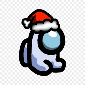 HD White Among Us Mini Crewmate Character Baby Santa Hat PNG