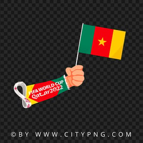 World Cup 2022 Hand Holding Cameroon Flag Pole HD PNG