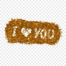 HD Beautiful Gold I Love You Glitter Design PNG