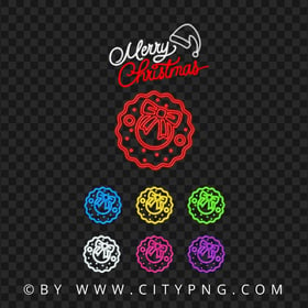 Collection Set Of Neon Colorful Christmas Wreath PNG
