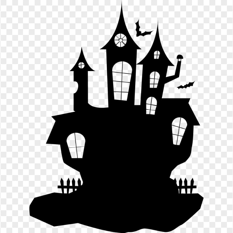 HD Black Halloween Castle House Silhouette Clipart PNG | Citypng
