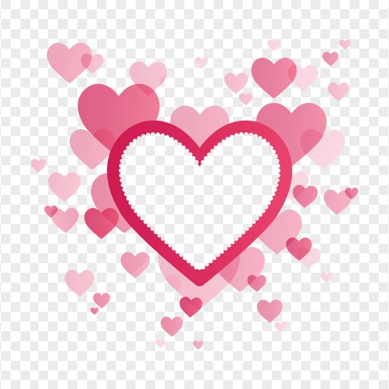 HD Heart Frame Surrounded With Pink Hearts Valentine PNG