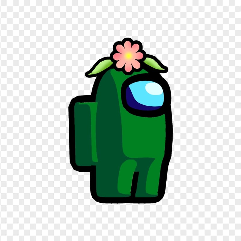 HD Green Among Us Character Flower Hat PNG