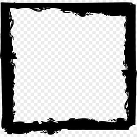 HD Black Brush Stroke Grunge Square Frame PNG