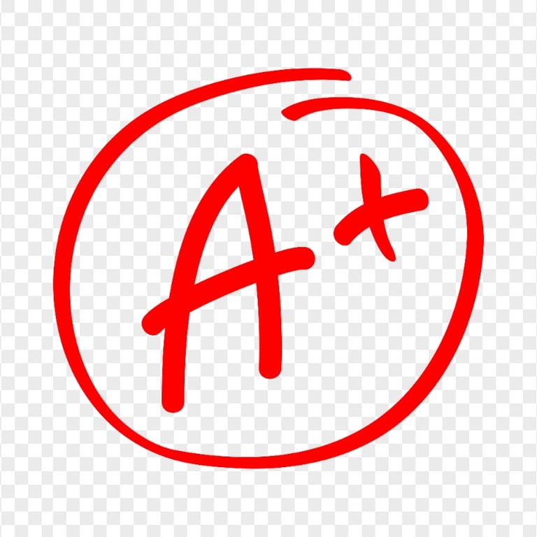 HD A+ Grade Result Hand Drawn PNG