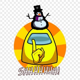 HD Yellow Among Us Crewmate Shhh Logo With Snowman Hat PNG