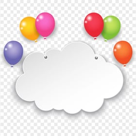 PNG White Cloud Banner Illustration With Balloons