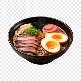 HD Top View Japanese Noodle Soup on Bowl Transparent PNG