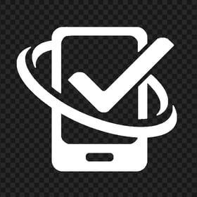 HD White Phone With Check Mark Logo Icon PNG
