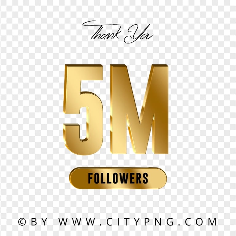 5 Million Followers Gold Thank You HD Transparent PNG