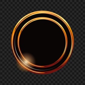 Round Circle Black & Gold Blank Button PNG