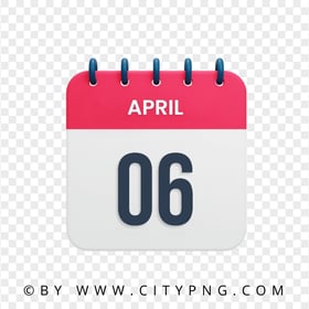 6 April Date Vector Calendar Icon HD Transparent Background