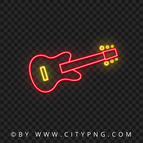Red & Yellow Neon Light Guitar Transparent PNG