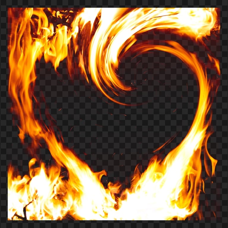 Fire Background Heart Shape Frame PNG Image