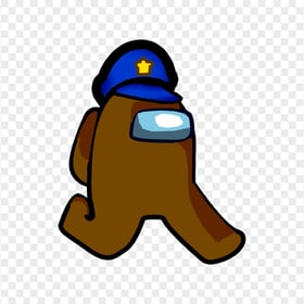 HD Brown Among Us Character Walking With Police Hat PNG